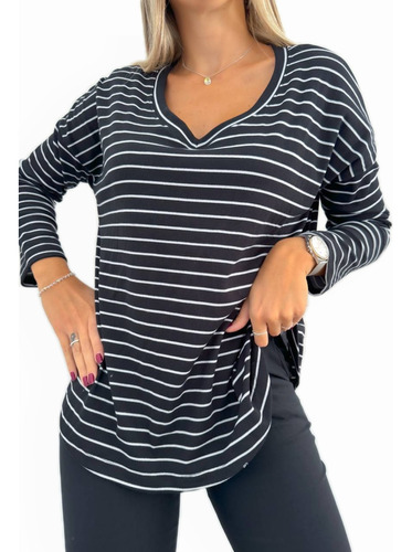Camiseta Oversize Escote En V Morley Gamuzado Mujer