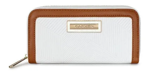 Billetera Mujer Greta Blanco Y Brown Carven Paris