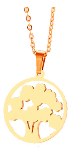 Collar Dije Arbol Circulo Inoxidable