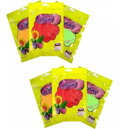 Pack 12 Masas Gummy Slime Goma Eva Flexible No Toxico 