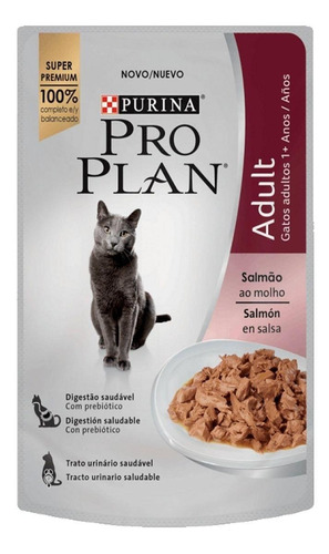 Imagen 1 de 1 de Alimento Pro Plan Optiprebio Adult para gato adulto sabor salmón en sobre de 85g