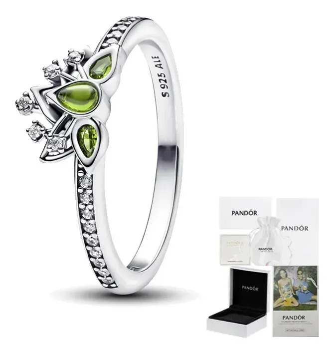 Anillo Pandora Princesa Tiana. Plata .925 + Kit De Regalo Color Verde Talla 6