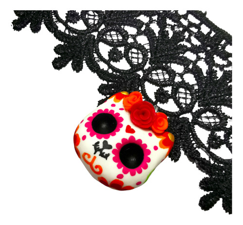 Collar Choker Dia De Muertos Haloween Gato Catrina