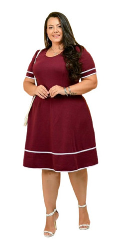 Vestido Midi Plus Size Godê Rodado Feminino Moda Evangélica