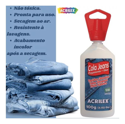 Cola Para Jeans 100g Fixação Forte Resistente A Lavagens