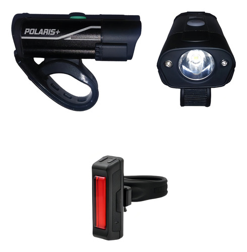 Kit Iluminação Bike Epic Line Farol+pisca Usb 400lumens Cor Preto
