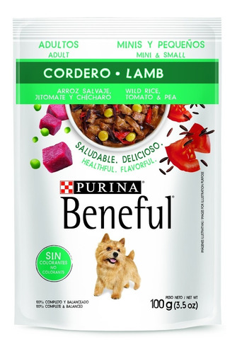 Beneful Pouch Adulto Raza Mini Pequeña Cordero Arroz 100 Gr.