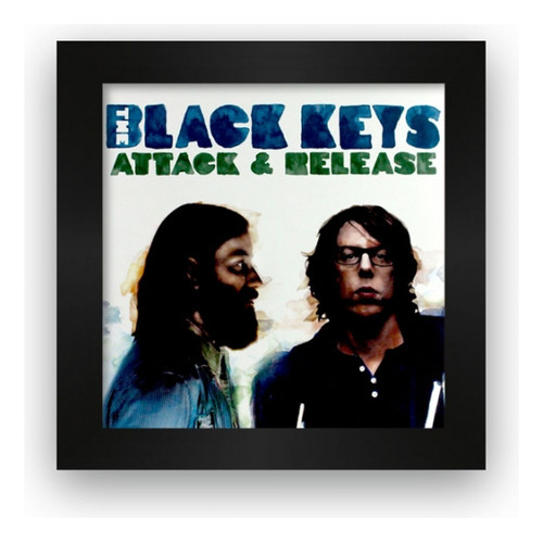 Quadro Azulejo Com Moldura The Black Keys Attack And Release Cor Branco Cor da armação Preto