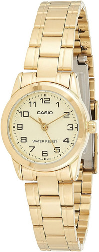 Reloj Casio Eaw-ltp-v001g-9b Ltp-v001g-9 Mujer, Pulsera, P Color De La Correa Negro Color Del Bisel Acero Inoxidable Color Del Fondo Dorado