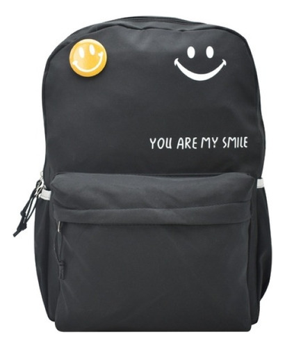 Mochila You Are My Smile Negra Lisa Primaria Ll23bmj105 Lluvia Color Negro Diseño De La Tela Liso