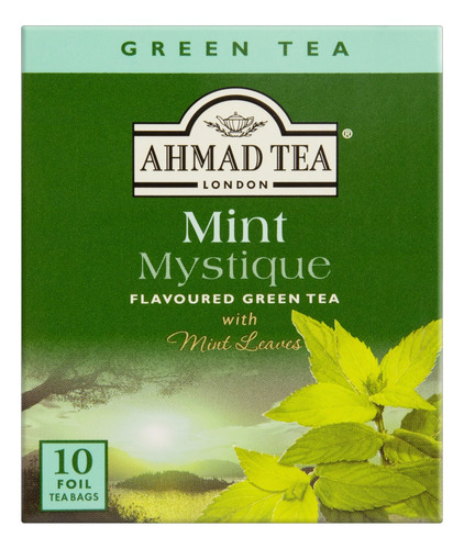 Chá Ahmad Tea London verde mint mystique em sachê 20 g 10 u