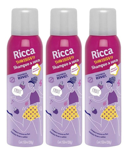 Kit 3 Shampoo A Seco Berries Shakeberry 150ml - Ricca