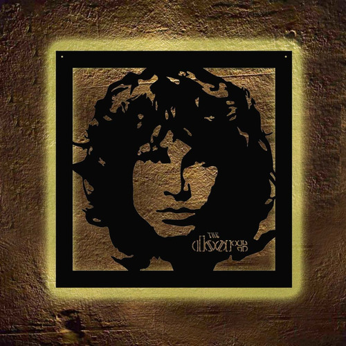Cuadro Jim Morrison The Doors -  Luz Led Calida - 40x40 Cmts