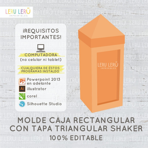 Molde Caja Con Tapa Triangular Shaker Frontal (editable)