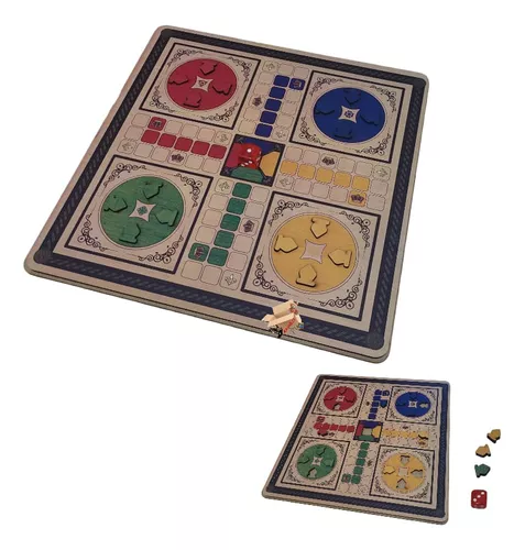 Jogo de Tabuleiro Ludo Clássico Brinquedo Infantil Madeira