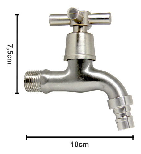 Torneira Lavanderia Tanque Jardim Aço Inox Escovado 1/4