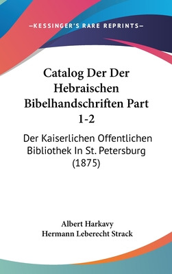 Libro Catalog Der Der Hebraischen Bibelhandschriften Part...