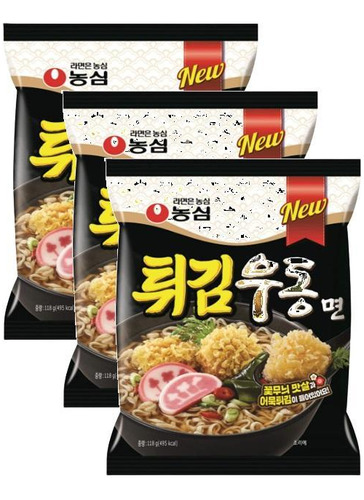 Kit 3 Lamen Coreano Udon Tempura Noodle Soup Nongshim 118g