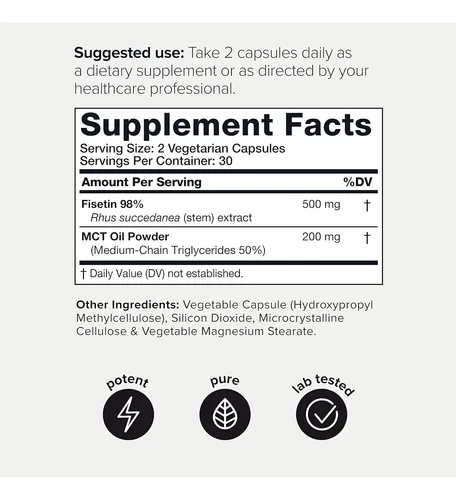 Toniiq Fisetina De Ultra Alta Pureza De 500 Mg