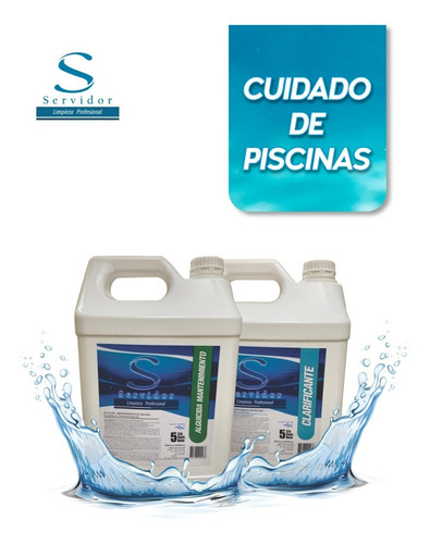 Combo Piscinas Servidor Clarificador + Alguicida X 5 Lt 