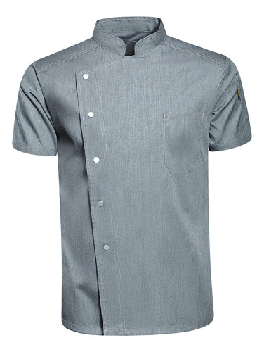 Hombres Mujeres Chef Coat Jacket Chef Wear Camarero Sg Gris