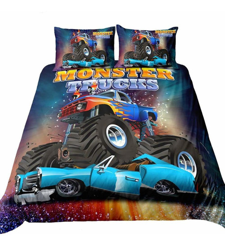 ,ropa De Cama 3d Monster Truck Home, Juegos De Fundas D...