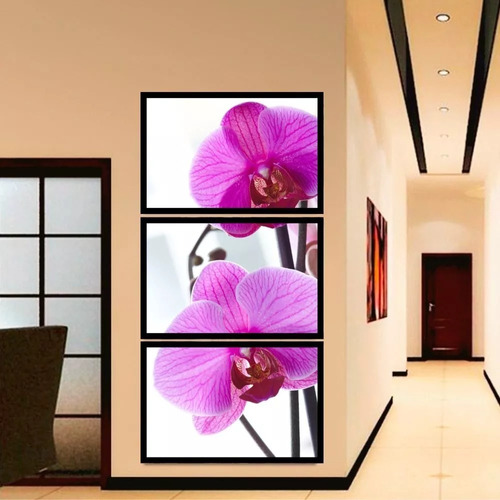 Quadro Orquídea Roxa Vertical Para Corredor Sala Chegada | Parcelamento sem  juros