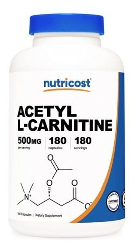 Original Nutricost Acetyl L-carnitina 500mg, 180 Cap, No Ogm