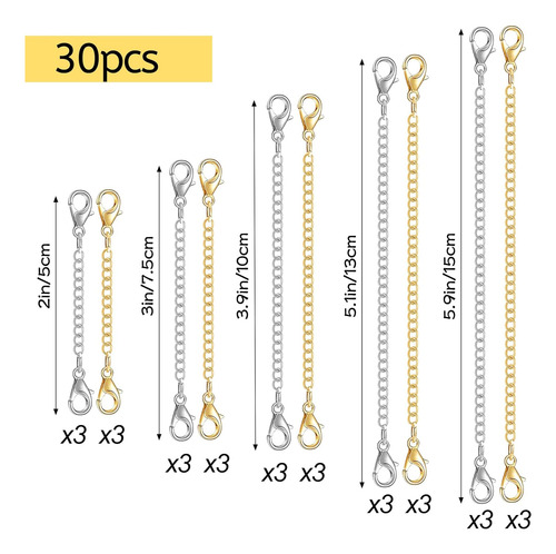 30 Piezas De Extensor De Cadena Collar, Extensor De Cad...