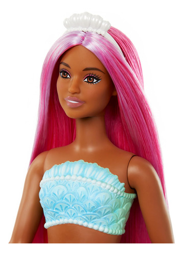 Muñeca Barbie Sirena Con Pelo Y Diadema De Fantasía De Color