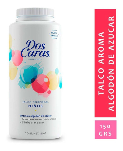 Talco Corporal Dos Caras Aroma Algodon De Azucar 150g Niños