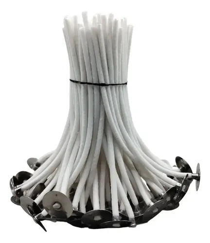 Pavio de algodão com ilhós, 10 cm (100 unidades)