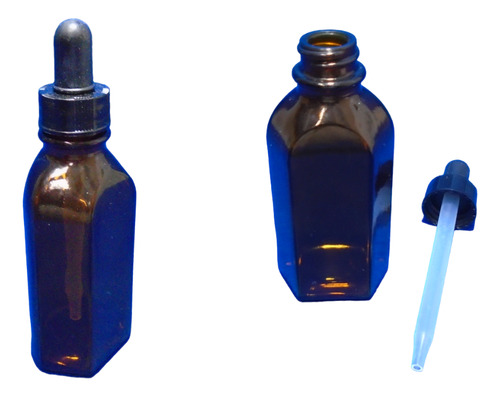 Frasco Gotero Oval De Vidrio Ambar De 60 Ml Caja C/12 Piezas Ambar
