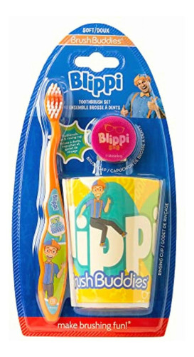 Brush Buddies Blippi Kit De Cepillos De Dientes Para Niños,