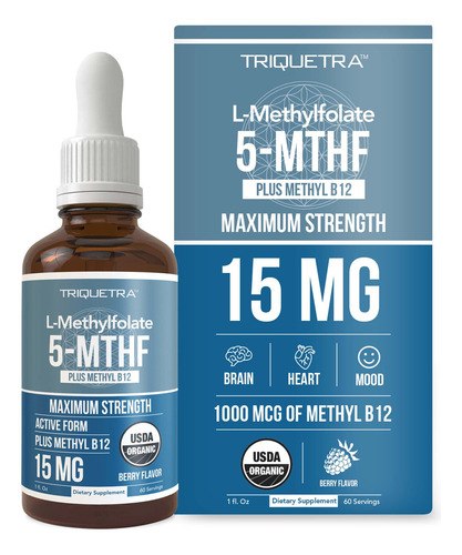 Suplemento Triquetra Health, Metilfolato 15mg + Metil B1
