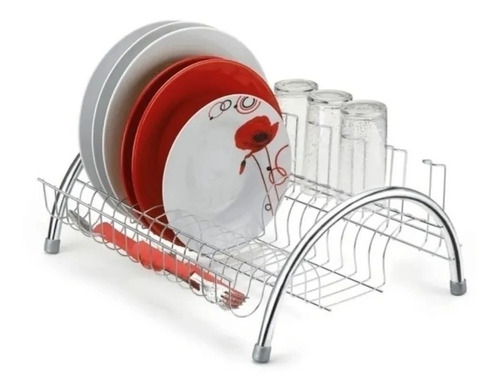 Escorredor De Pratos Multiuso Com Porta Copos Inox Cozinha