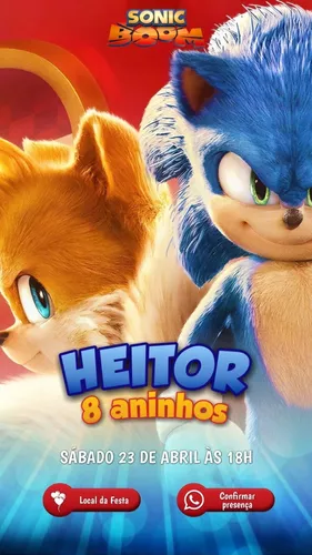 Convite de Aniversário Sonic Boom para Preencher - Imagem Legal