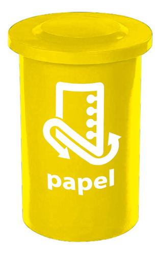 Bote De Basura 50 Litros Color Amarillo Reciclar Papel 