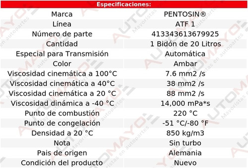 Aceite Transmision Aut 20 Lts Atf 1 Supra L6 3.0l 90-97