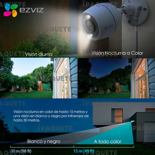 Imagen 5 de 10 de Kit X2 Cámara Seguridad Wifi Ip Nocturna Color Exterior +64g
