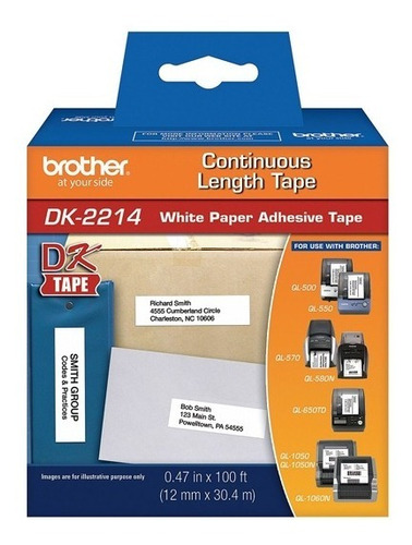 Cinta De Etiquetas Blancas Brother Dk2214 De 12mm X 30.4m