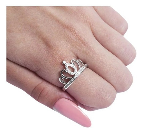 Anillo Corona Crown Queen Plata Gris Para Dama 925