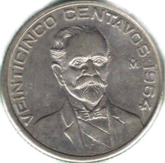 Moneda 25 Cent Francisco I Madero Niquel Condicion Usado