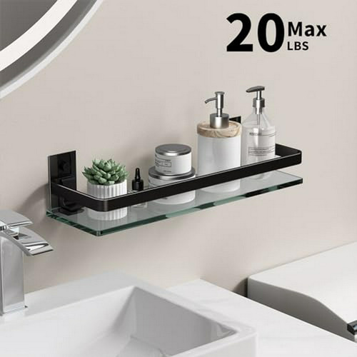 Estante De Pared Para Baño Danpoo, Vidrio Templado (negro)