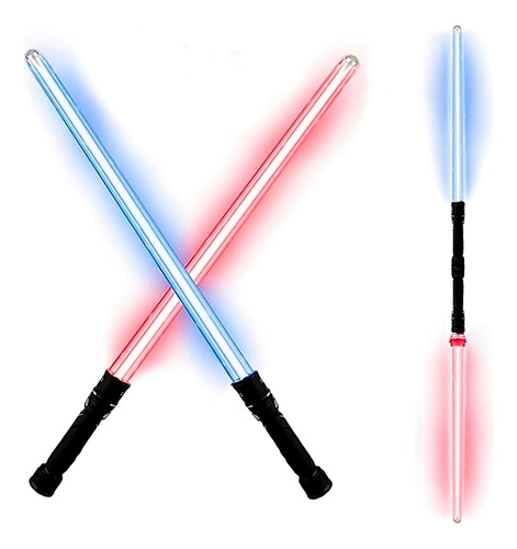 2 Juguetes Star Wars Espada Laser Retractil Jedi  Luz Rgb 