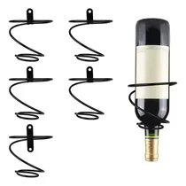 Comprar 5 Botelleros De Pared Porta Vinos De Metal Para Pared Negro