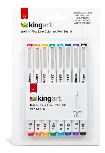 Kingart 435-8 Pro Inkline Color Micro Line & Precision Pens,