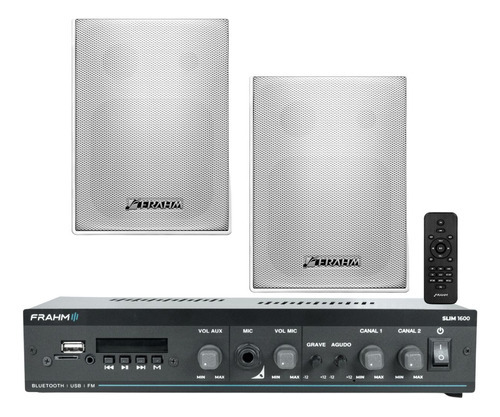 Aparelho Som Ambiente Frahm Bluetooth + 02 Caixas Ps200 30w Cor Branco