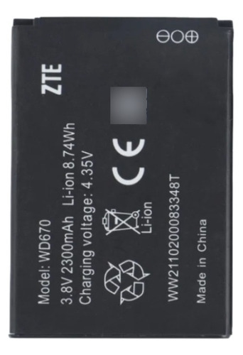 Batería Zte Wi-pod (wd670) Wd670 (3.8v-2300mah) 8.74w