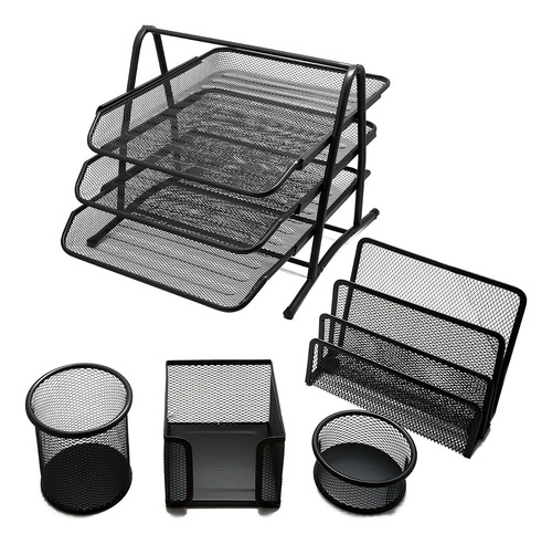 Set Organizador De Escritorio En Metal 5 Piezas 